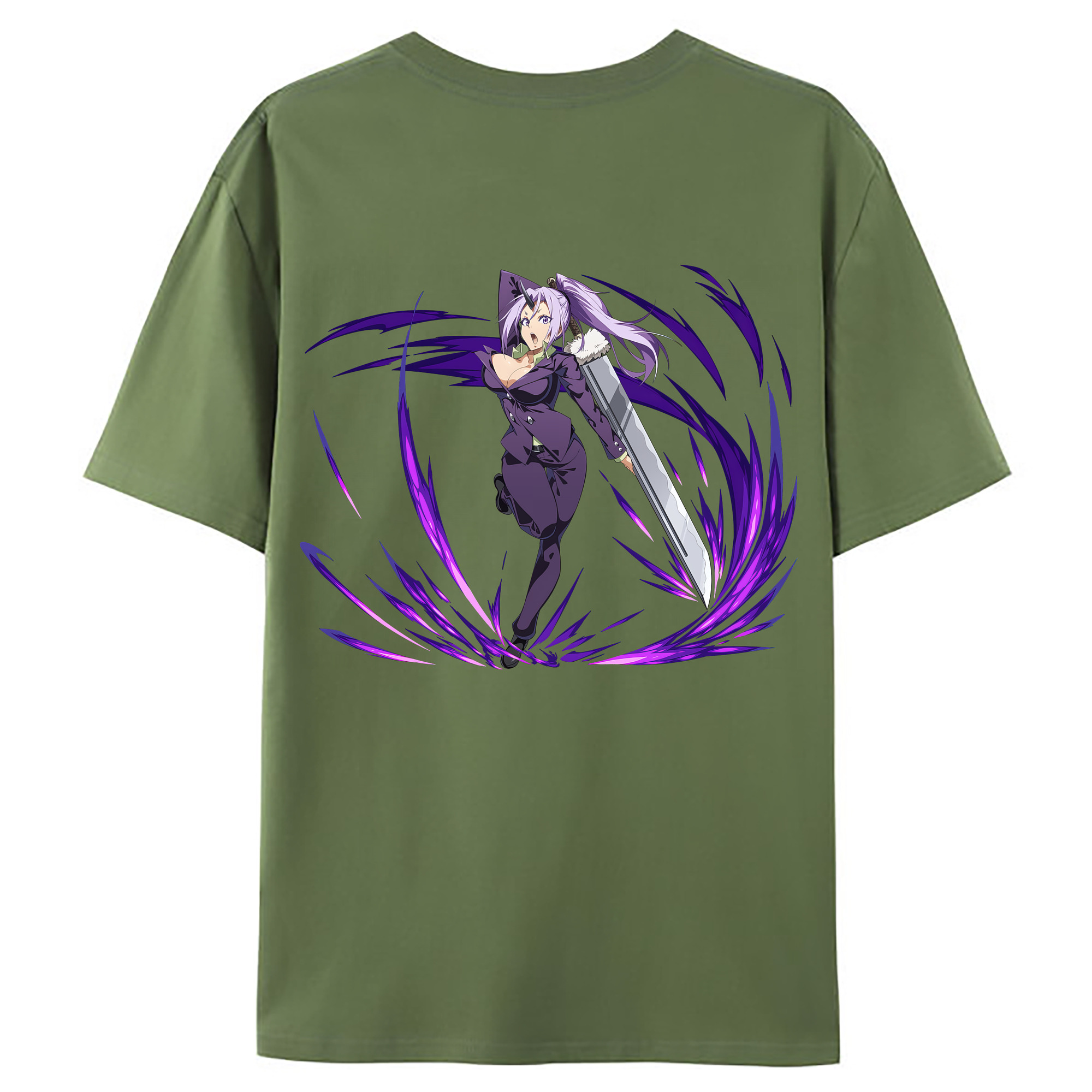 （画像用） 転スラ Regarding Reincarnated to Slime 綿100％ メンズ半袖Tシャツ（バックプリント） 通気性